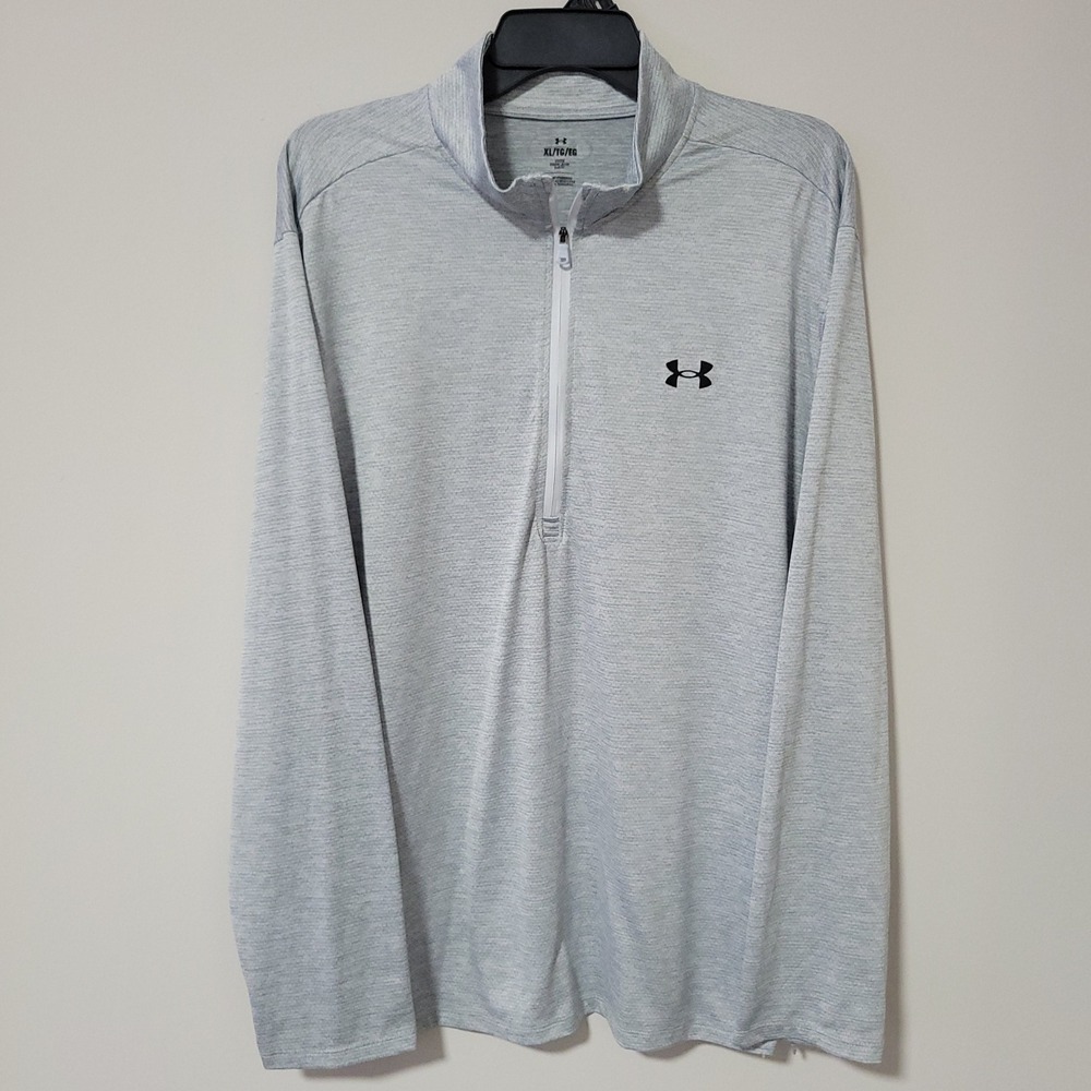 Under Armour Quarter Zip Pullover Mens XL Gray Heathered Loose Fit Long Sleeve